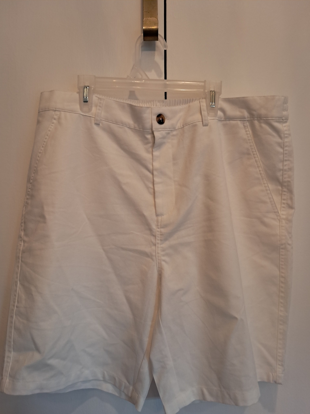 JMierr Men's Flat Front White Cotton Blend Shorts